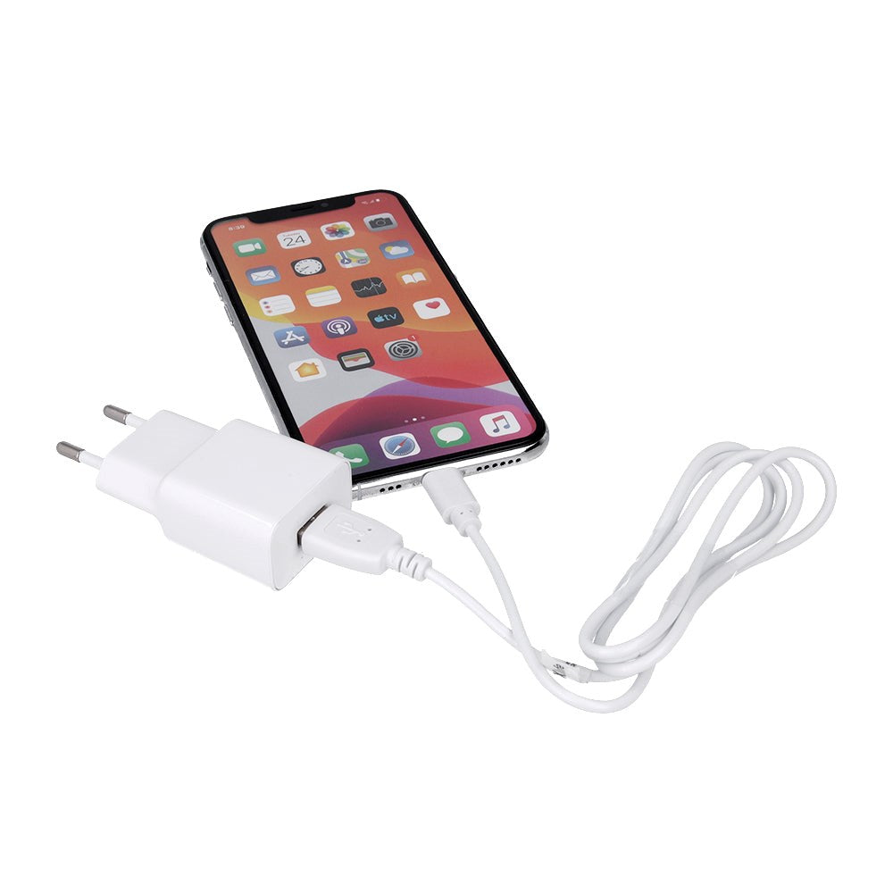 Maxlife Vægoplader m. USB-A & USB-C Kabel 10.5W - Hvid