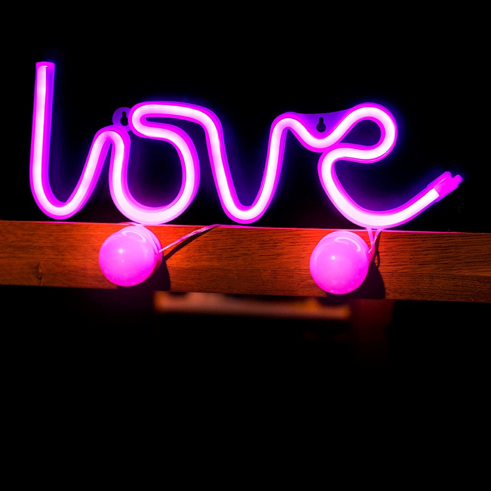 Forever Light Neon Skilt LED - Lyserødt Lys m. Love Motiv