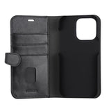 iPhone 14 Pro Buffalo Wallet Ægte Læder Magnet Flip Cover m. Pung - Sort