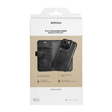 iPhone 14 Pro Buffalo Wallet Ægte Læder Magnet Flip Cover m. Pung - Sort