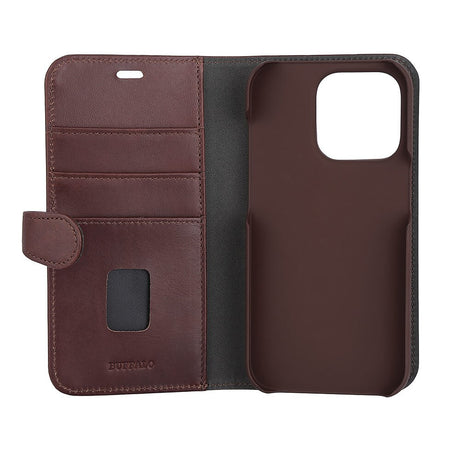 iPhone 14 Pro Gear Buffalo Wallet Ægte Læder Magnet Flip Cover m. Pung - Brun