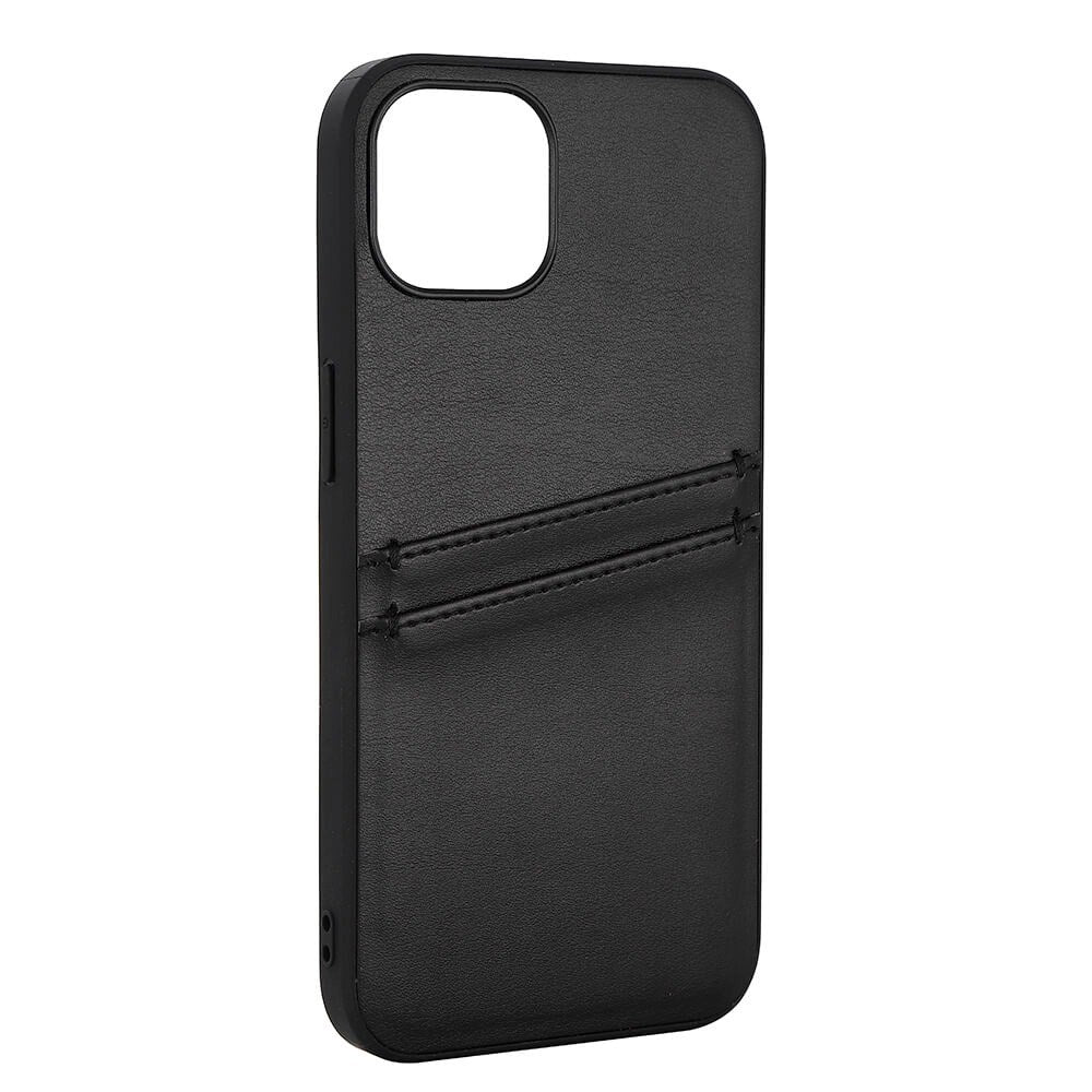 Buffalo iPhone 13 Ægte Læder Bagside Cover m. Kortlomme - Sort