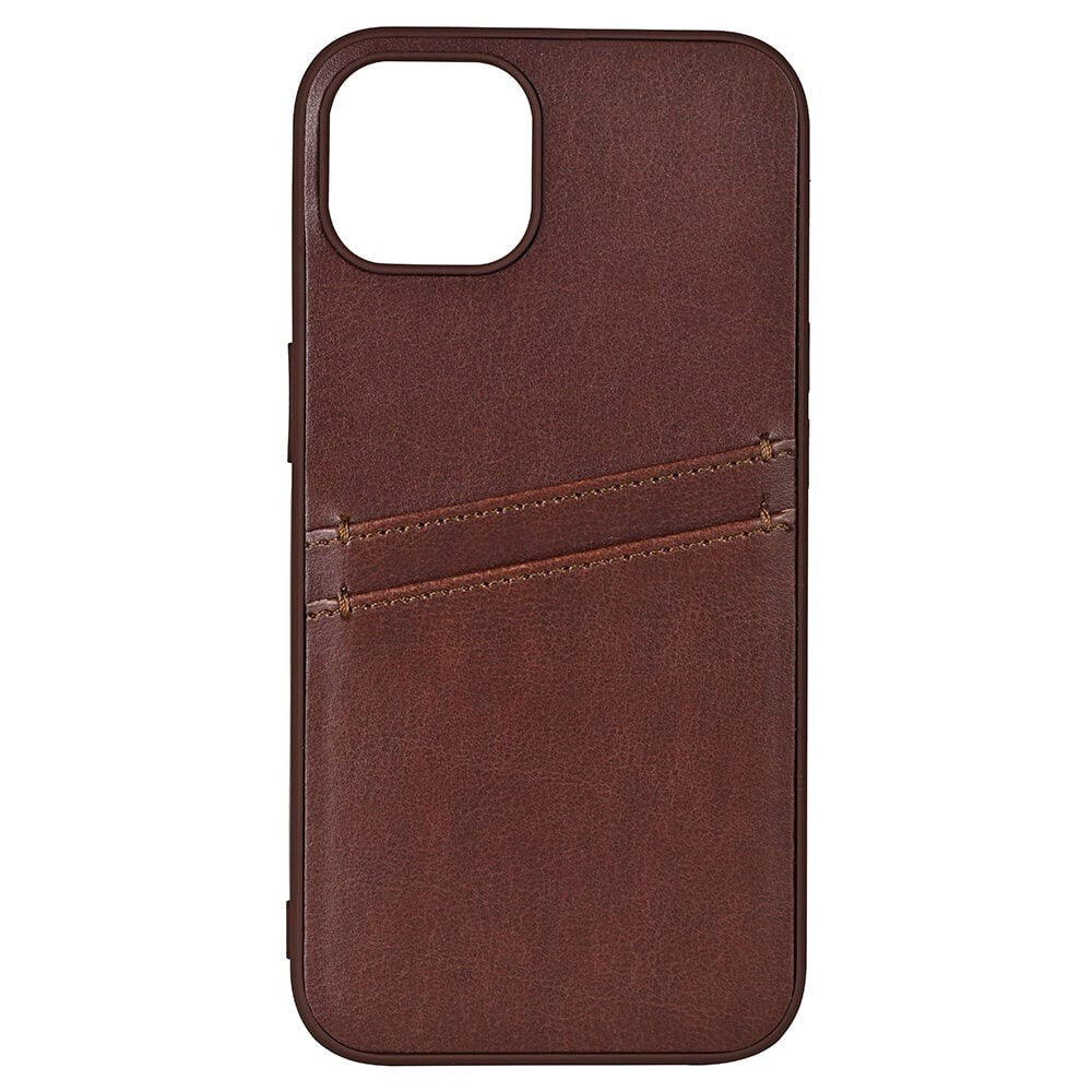 Buffalo iPhone 13 Ægte Læder Bagside Cover m. Kortlomme - Brun