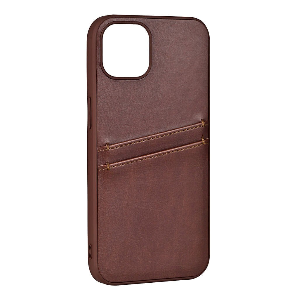 Buffalo iPhone 13 Ægte Læder Bagside Cover m. Kortlomme - Brun