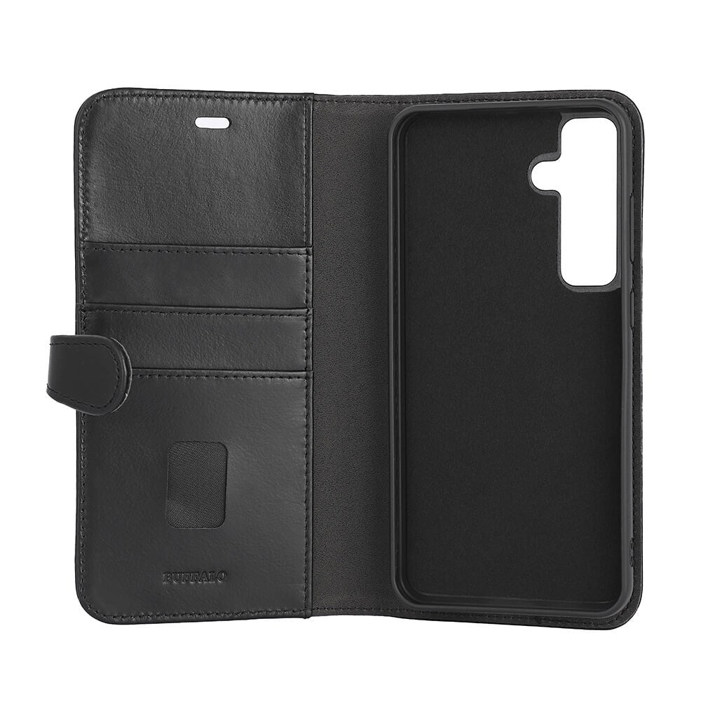 Samsung Galaxy S24+ (Plus) GEAR Buffalo 2-in-1 Wallet Ægte Læder Magnet Flip Cover m. Pung - Sort