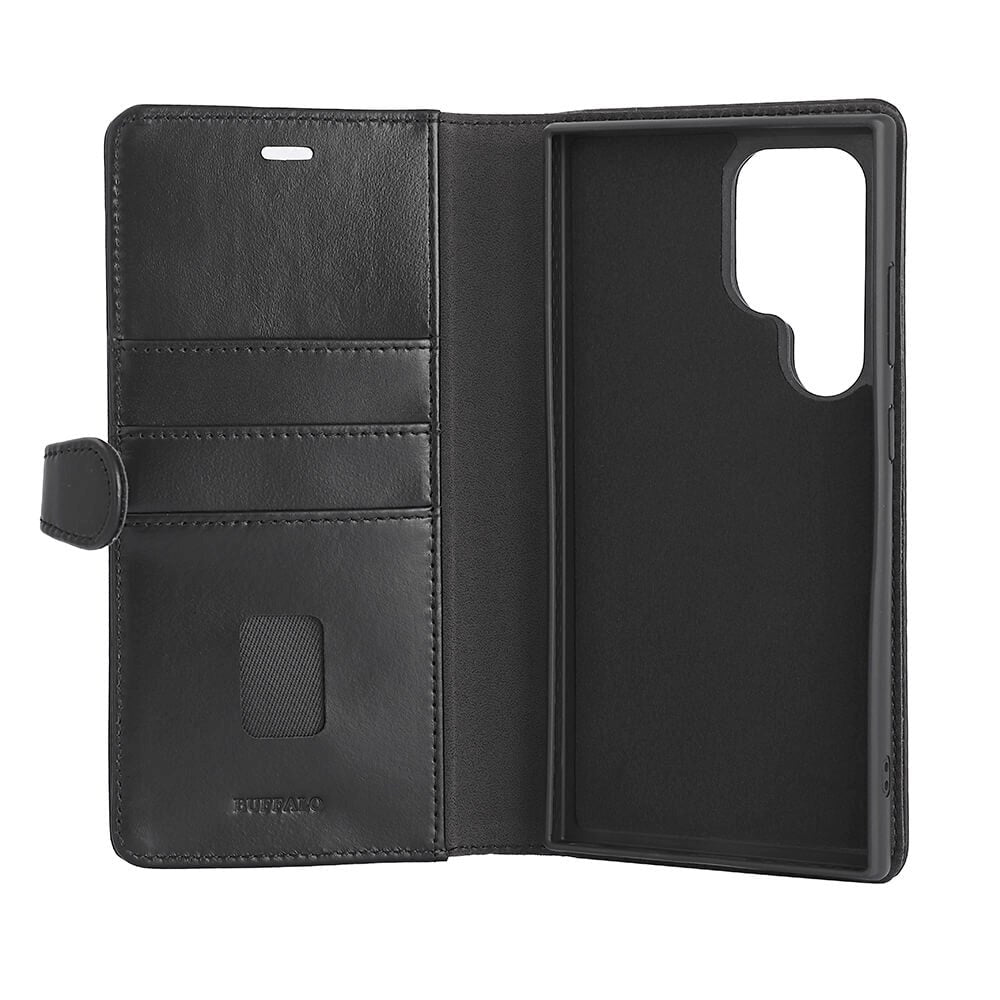 Samsung Galaxy S24 Ultra GEAR Buffalo 2-in-1 Wallet Ægte Læder Magnet Flip Cover m. Pung - Sort