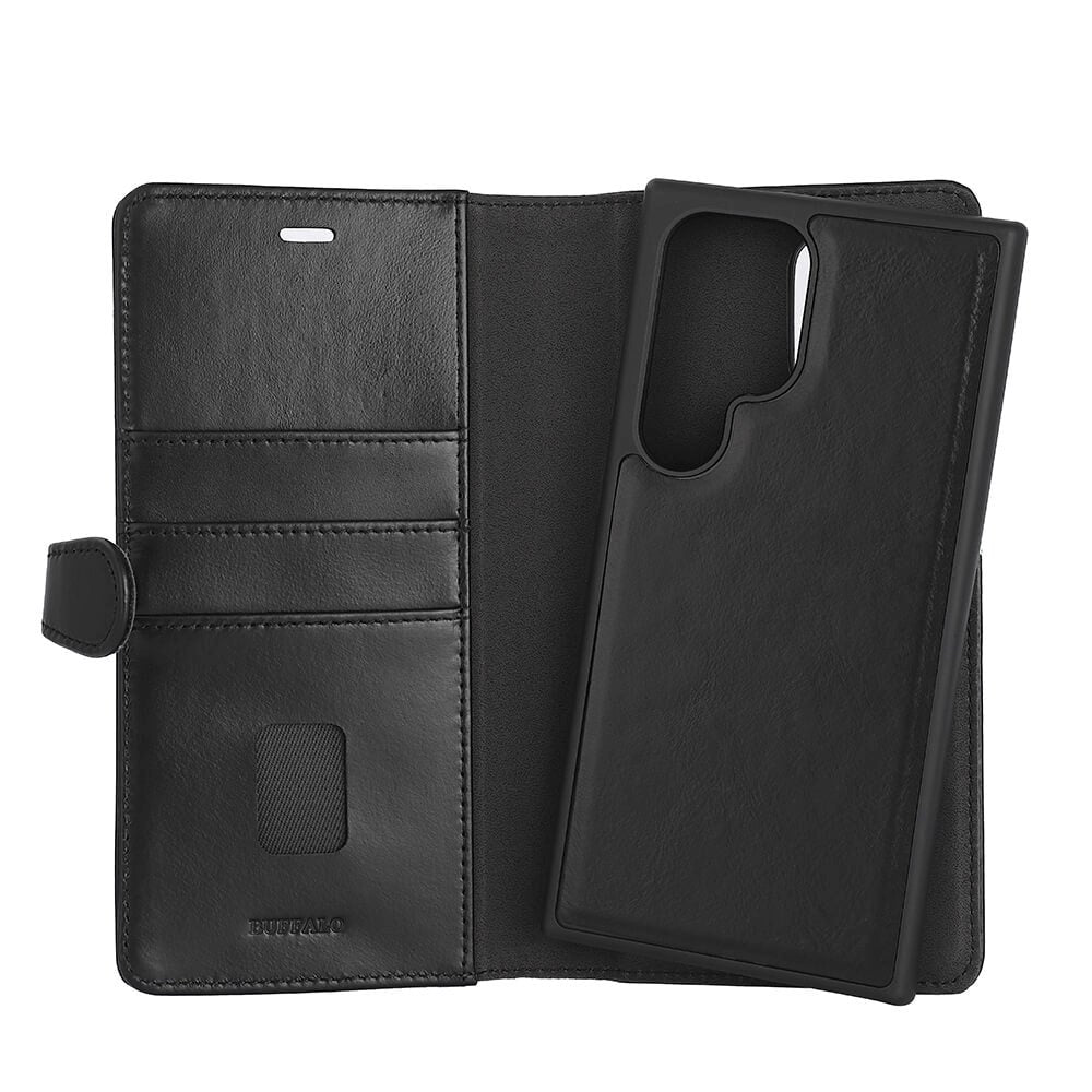 Samsung Galaxy S24 Ultra GEAR Buffalo 2-in-1 Wallet Ægte Læder Magnet Flip Cover m. Pung - Sort