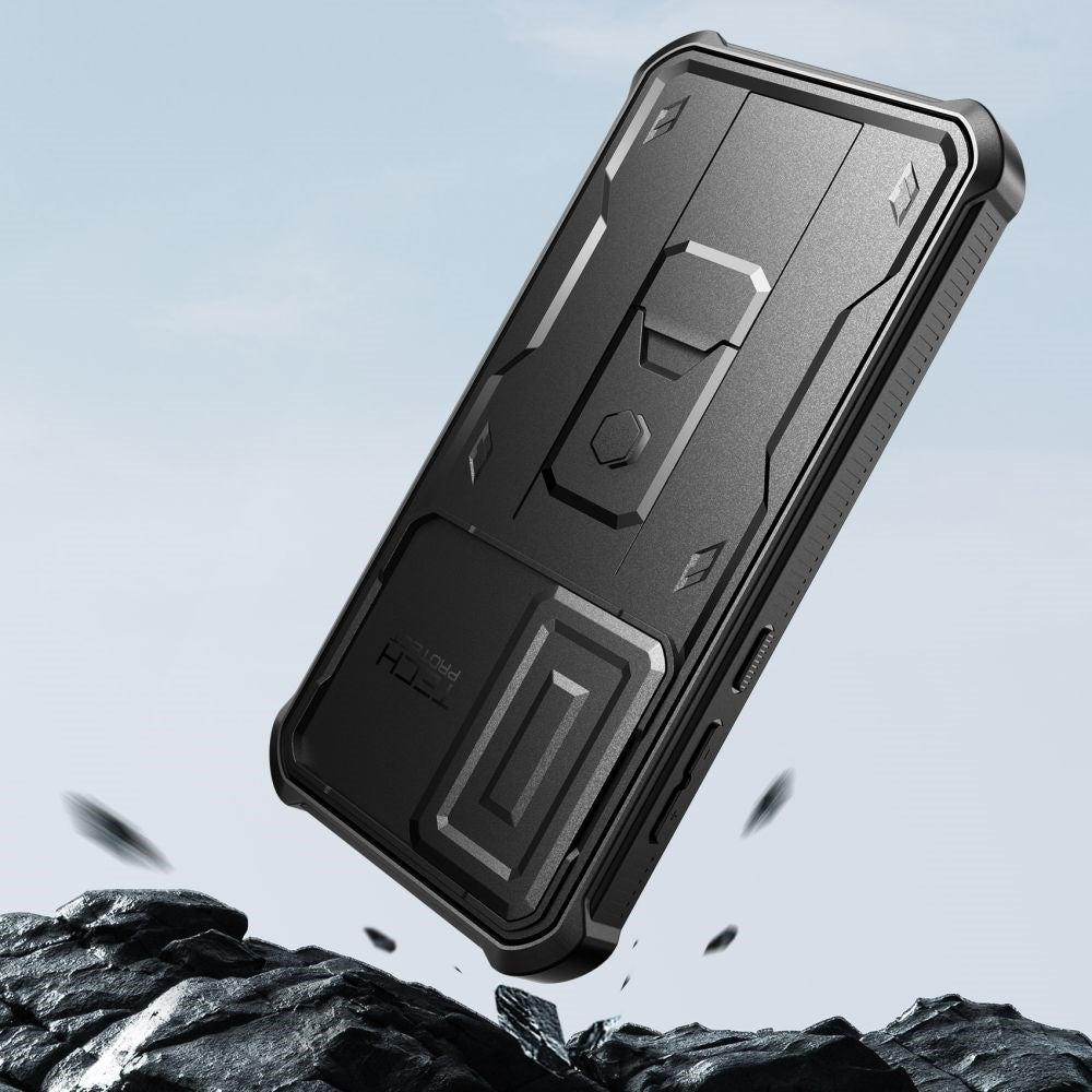 Samsung Galaxy A55 (5G) Tech-Protect Kevlar Pro Hårdt Plastik Bagside Cover m. Skærmbeskyttelse & Kickstand - Sort