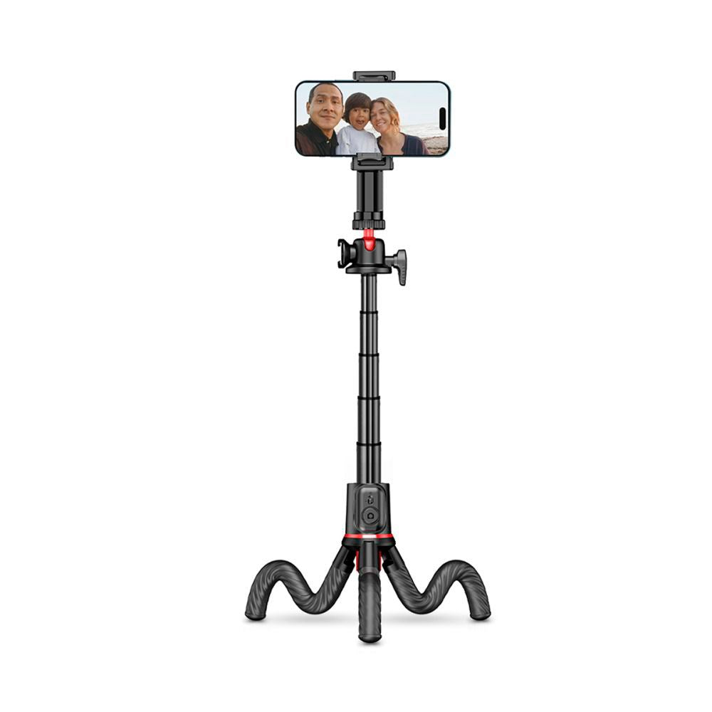 L07S Tech-Protect Selfiestang m. Fleksibel Tripod & Bluetooth - Sort