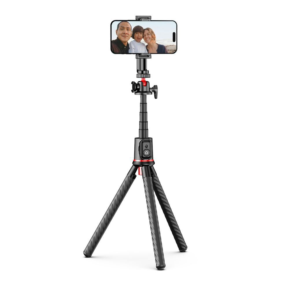 L07S Tech-Protect Selfiestang m. Fleksibel Tripod & Bluetooth - Sort