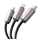 Tech-Protect Ultraboost 3-i-1 Lightning / USB-C / Micro-USB 3.5A Kabel - 1 m. - Grå