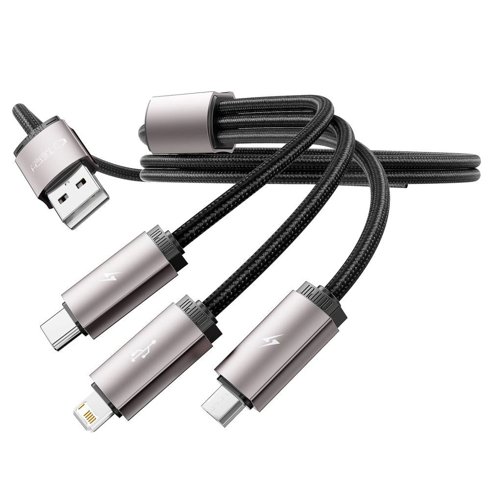 Tech-Protect Ultraboost 3-i-1 Lightning / USB-C / Micro-USB 3.5A Kabel - 1 m. - Grå