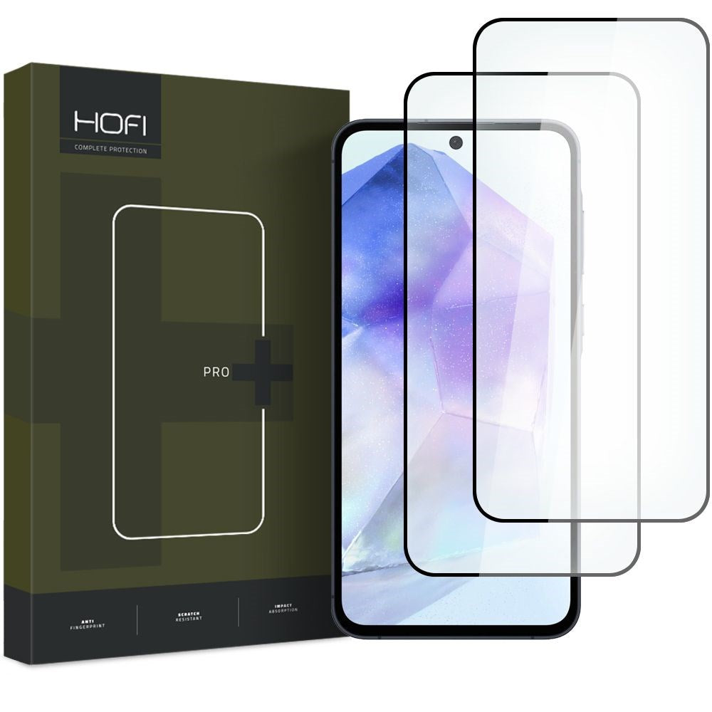 Samsung Galaxy A35 (5G) / A55 (5G) Hofi Glass Pro+ Hærdet Glas Skærmbeskyttelse - Case Friendly - 2-Pak - Sort Kant