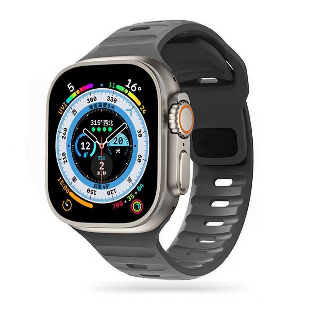 Apple Watch (42/44/SE/45/46/49mm) Iconband Tech-Protect Line Silikone Rem - Mørkegrå