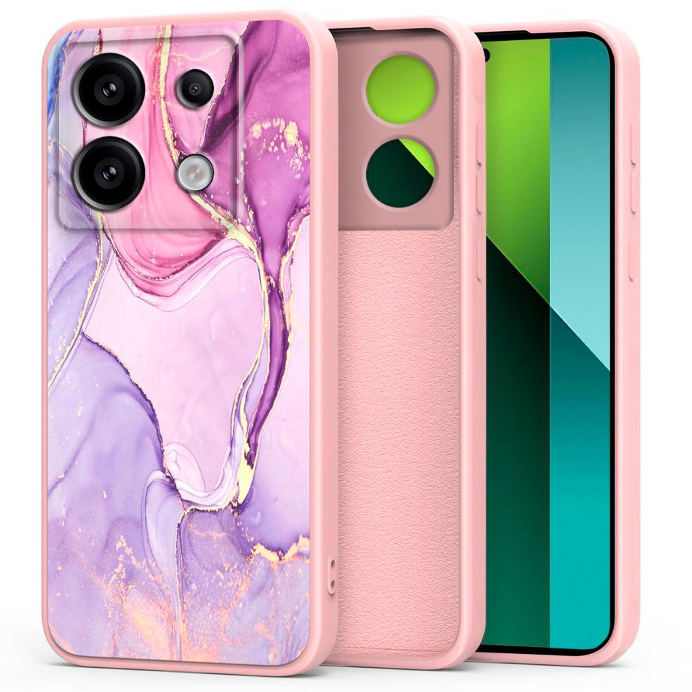 Xiaomi Redmi Note 13 Pro (5G) / Poco X6 Tech-Protect Marble Bagside Cover - Lyserød / Lilla