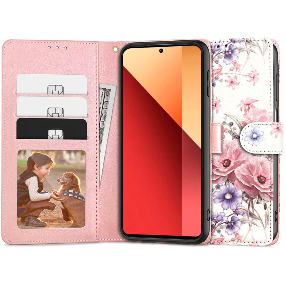 Xiaomi Redmi Note 13 Pro (4G) Tech-Protect Wallet Flip Cover m. Pung & Ståfunktion - Marmor