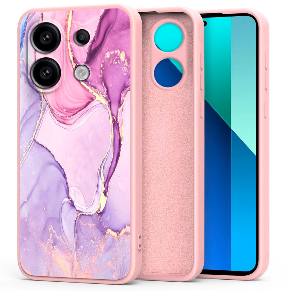 Xiaomi Redmi Note 13 (4G) Tech-Protect Marble Bagside Cover - Lyserød / Lilla