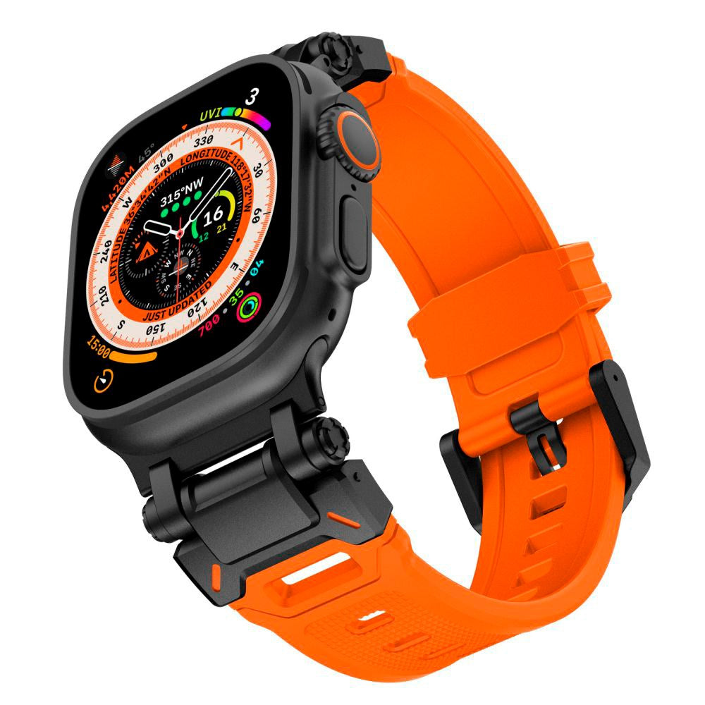 Tech-Protect Apple Watch (42/44/SE/45/46/49mm) Delta Pro Silikone Rem - Black / Orange