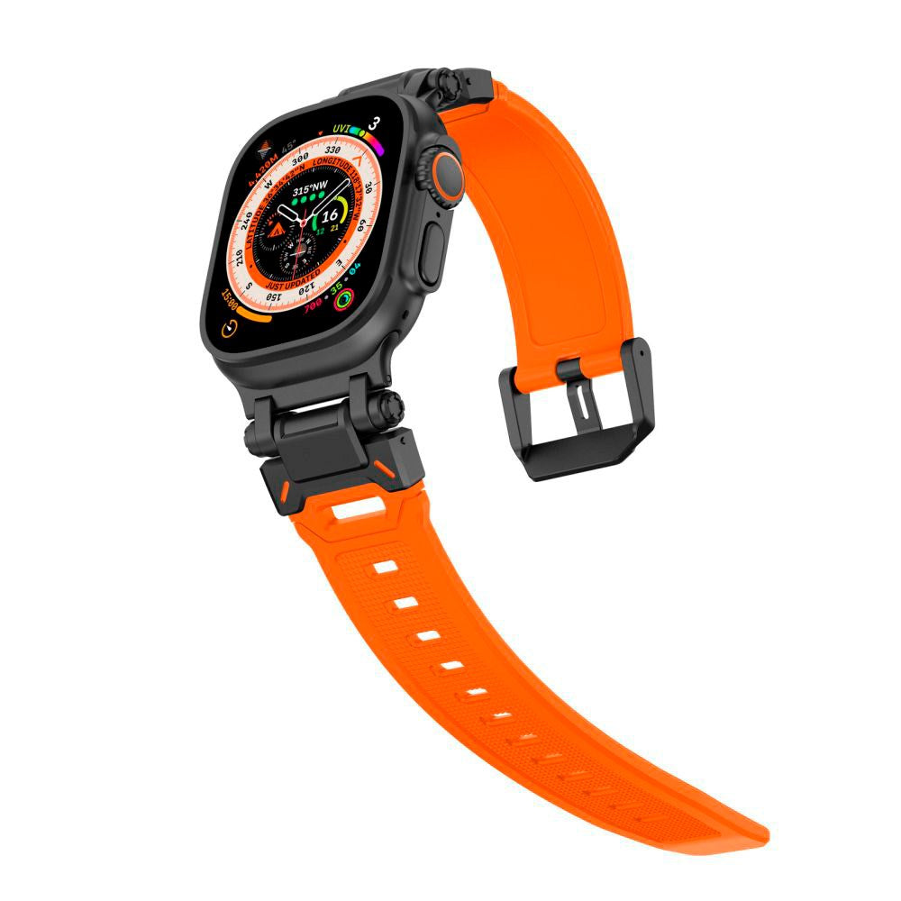 Tech-Protect Apple Watch (42/44/SE/45/46/49mm) Delta Pro Silikone Rem - Black / Orange