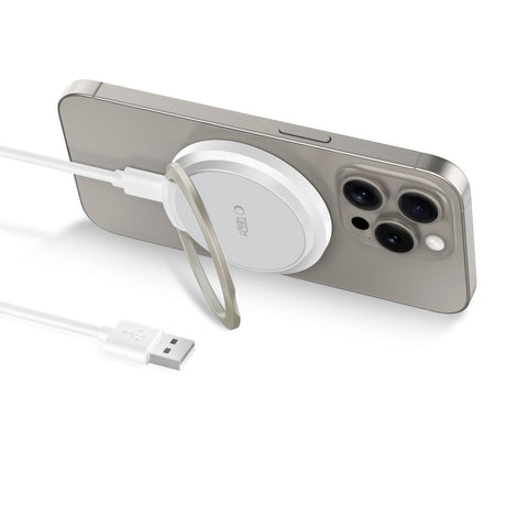 Tech-Protect A33 Magnetisk Trådløs Oplader 15W - MagSafe Kompatibel - Hvid