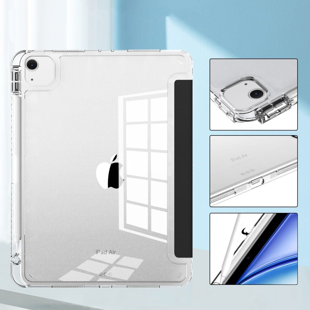 iPad Air 13" (2024) Tech-Protect SC Hybrid Flip Cover m. Apple Pencil Holder - Sort / Gennemsigtig