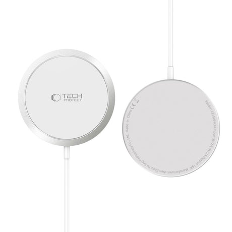 Tech-Protect A34 Magnetisk Trådløs Oplader 15W - MagSafe Kompatibel - Hvid