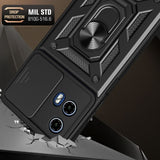 Motorola Edge 50 Fusion Tech-Protect Camshield Cover m. Magnetisk Fingerring & Ståfunktion - Sort