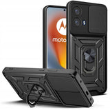 Motorola Edge 50 Fusion Tech-Protect Camshield Cover m. Magnetisk Fingerring & Ståfunktion - Sort