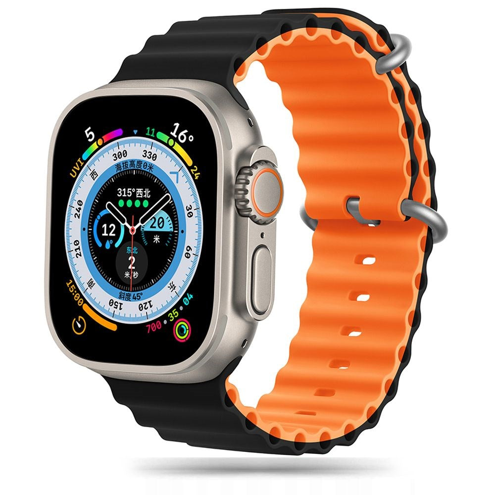 Tech-Protect Apple Watch (42/44/SE/45/46/49mm) Iconband Pro Silikone Rem - Sort / Orange