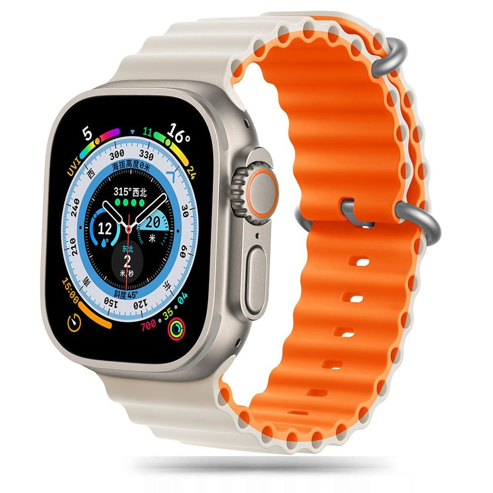 Tech-Protect Apple Watch (42/44/SE/45/46/49mm) Iconband Pro Silikone Rem - Beige / Orange