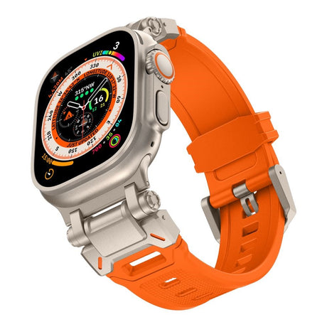 Tech-Protect Apple Watch (42/44/SE/45/46/49mm) Delta Pro Silikone Rem - Orange / Titanium