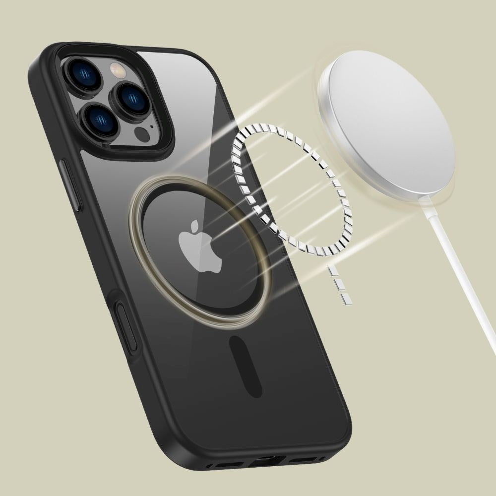 iPhone 16 Pro Max Tech-Protect MagMat Bagside Cover - MagSafe Kompatibel - Gennemsigtig / Sort