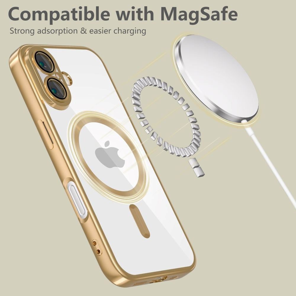 iPhone 16 Tech-Protect Magmat Bagside Cover - MagSafe Kompatibel - Gennemsigtig / Guld