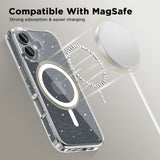 iPhone 16 Tech-Protect Flexair Hybrid Bagside Cover - MagSafe Kompatibel - Gennemsigtig / Glitter