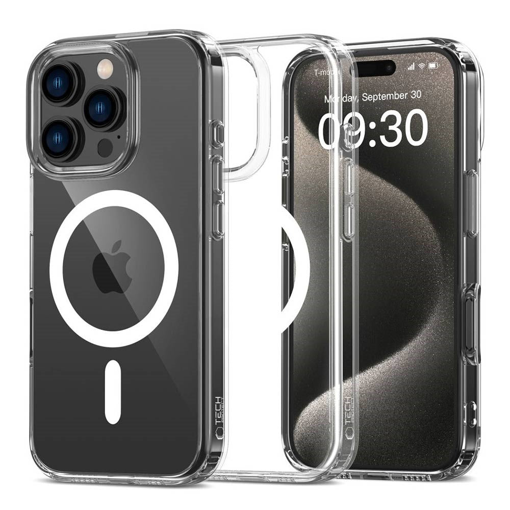 iPhone 16 Pro Tech-Protect Flexair Hybrid Bagside Cover - MagSafe Kompatibel - Gennemsigtig