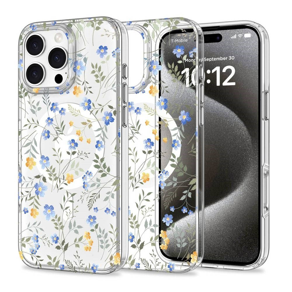 iPhone 16 Pro Tech-Protect MagMood Bagside Cover - MagSafe Kompatibel - Spring Flowers