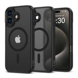 iPhone 16 Tech-Protect MagCam Mobil Cover inkl. Kamerabeskyttelse - MagSafe Kompatibel - Gennemsigtig / Mat Sort