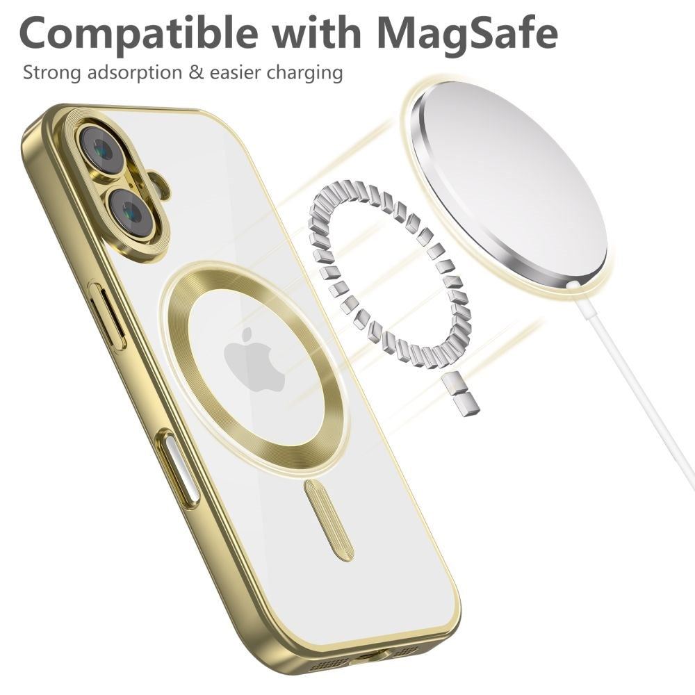 iPhone 16 Tech-Protect Magflex Mobil Cover - MagSafe Kompatibel - Gennemsigtig / Satin Guld