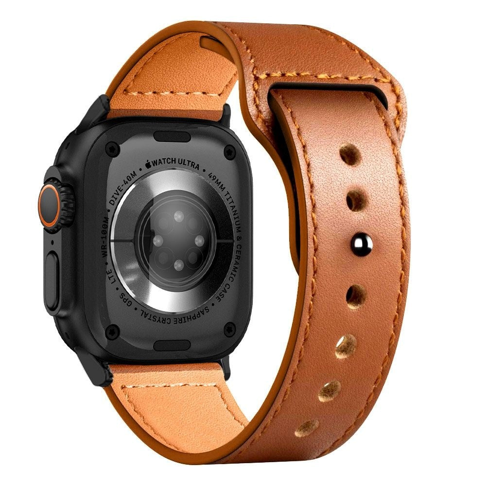 Apple Watch (42/44/SE/45/46/49mm) Tech-Protect Naturalfit Ægte Læder Rem - Brown