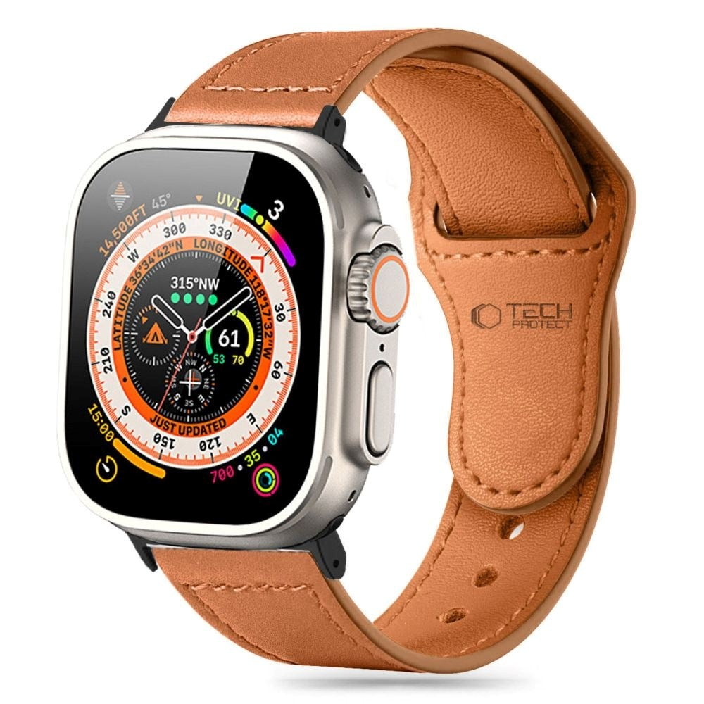 Apple Watch (38/40/SE/41/42mm) Tech-Protect Naturalfit Ægte Læder Rem - Brown