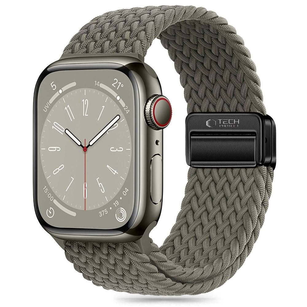 Apple Watch (42/44/SE/45/46/49mm) Tech-Protect NylonMag Rem - Grågrøn