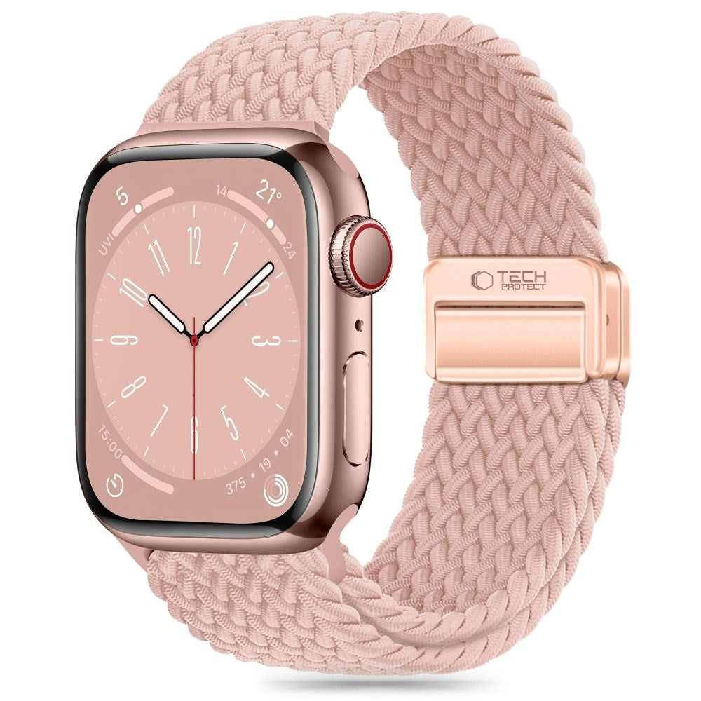 Apple Watch (42/44/SE/45/46/49mm) Tech-Protect NylonMag Rem - Lyserød