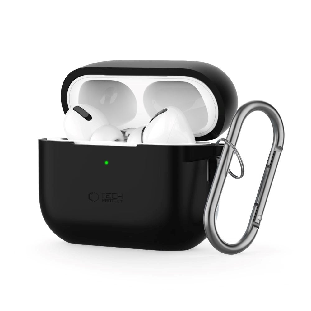 Tech-Protect Apple AirPods Pro (1. & 2. Gen) Silikone Cover m. Karabinhage - Sort