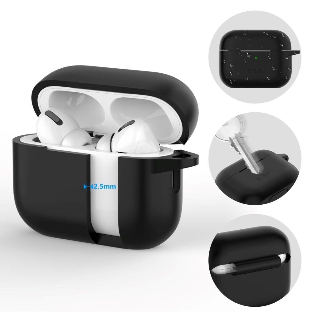 Tech-Protect Apple AirPods Pro (1. & 2. Gen) Silikone Cover m. Karabinhage - Oliven Grøn