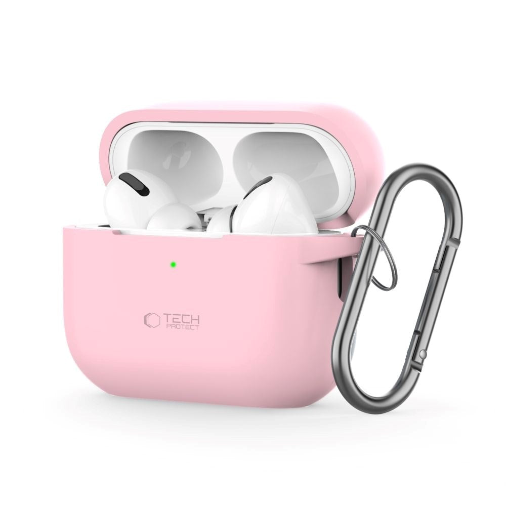 Tech-Protect Apple AirPods Pro (1. & 2. Gen) Silikone Cover m. Karabinhage - Lyserød