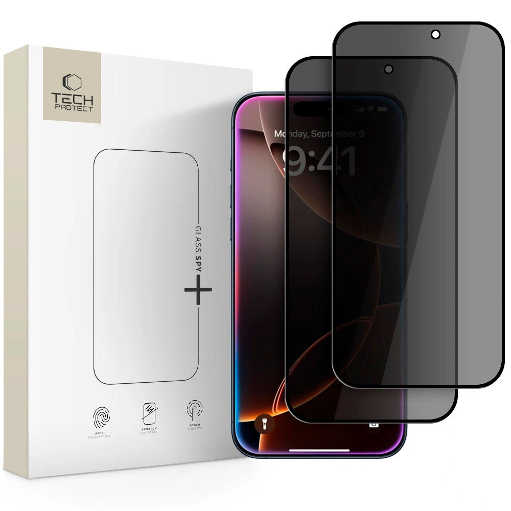 Tech-Protect - iPhone 17 Pro Max / 16 Pro Max - Glass Spy+ Skærmbeskyttelsesglas - Privacy Funktion - 2 stk - Gennemsigtig