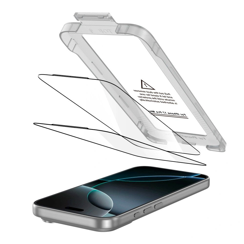 Tech-Protect - iPhone 17 Pro Max - Quick Set+ Skærmbeskyttelsesglas - 2 stk - Gennemsigtig / Sort Kant