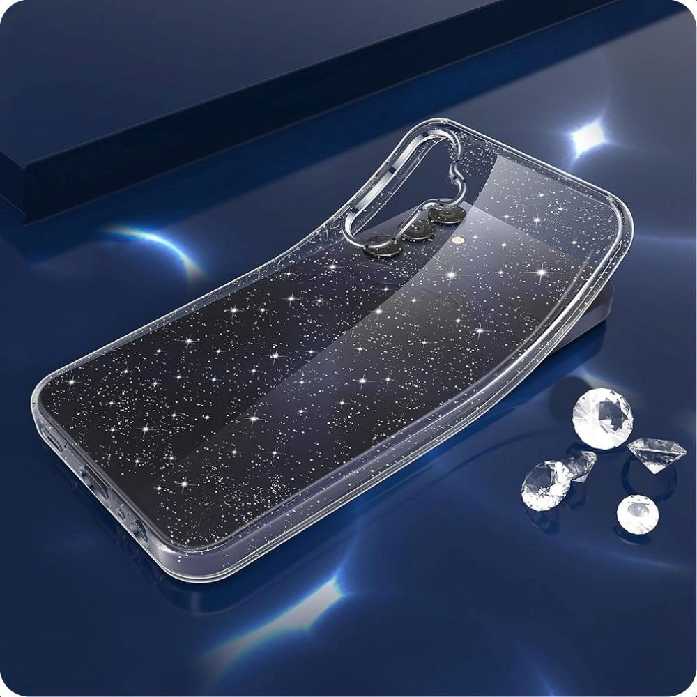Samsung Galaxy S25 Tech-Protect Flexair Fleksibelt Plastik Bagside Cover - Gennemsigtig / Glimmer