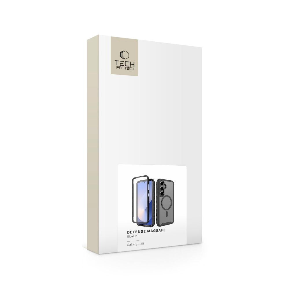 Tech-Protect Defense Hybrid Cover - Samsung Galaxy S25 - MagSafe Kompatibel - Gennemsigtig / Sort