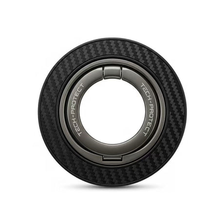 Tech-Protect Magnetisk Ring Holder til Mobil m. Carbon Design - MagSafe Kompatibel - Sort